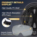 Favoto Bike Helmet with Turn Signals - Dual Shell Helmet with Removable Goggles and USB Rechargeable Front and Back Lights, CPSC Certificated, Black