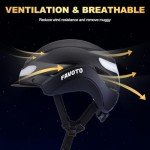 Favoto Bike Helmet with Turn Signals - Dual Shell Helmet with Removable Goggles and USB Rechargeable Front and Back Lights, CPSC Certificated, Black