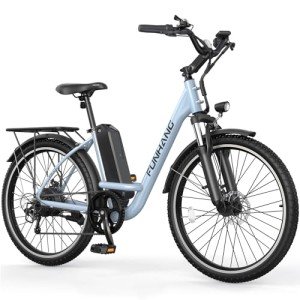 Funhang Electric Bike for Adults, 26" 1000W Peak City Cruiser Ebike, 21.7MPH 50 Miles Commuter Electric Bicycle with 48V 374.4WH Removable Li-ion Battery, Adjustable Stem, Rear Rack, Fenders, 7-Speed