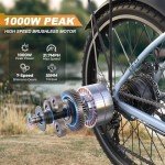 Funhang Electric Bike for Adults, 26" 1000W Peak City Cruiser Ebike, 21.7MPH 50 Miles Commuter Electric Bicycle with 48V 374.4WH Removable Li-ion Battery, Adjustable Stem, Rear Rack, Fenders, 7-Speed