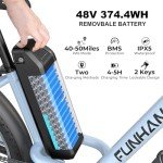 Funhang Electric Bike for Adults, 26" 1000W Peak City Cruiser Ebike, 21.7MPH 50 Miles Commuter Electric Bicycle with 48V 374.4WH Removable Li-ion Battery, Adjustable Stem, Rear Rack, Fenders, 7-Speed