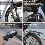 Funhang Electric Bike for Adults, 26" 1000W Peak City Cruiser Ebike, 21.7MPH 50 Miles Commuter Electric Bicycle with 48V 374.4WH Removable Li-ion Battery, Adjustable Stem, Rear Rack, Fenders, 7-Speed