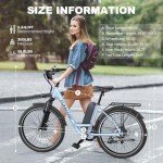 Funhang Electric Bike for Adults, 26" 1000W Peak City Cruiser Ebike, 21.7MPH 50 Miles Commuter Electric Bicycle with 48V 374.4WH Removable Li-ion Battery, Adjustable Stem, Rear Rack, Fenders, 7-Speed