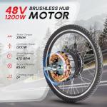 PEXMOR Electric Bike Conversion Kit, 48V 1200W 26" Rear Wheel E-Bike Hub Motor Kit, Upgrade 3 Mode Controller w/PAS/Twist Throttle with Battery Indicator Ebike Bicycle Wheel Kit