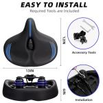 CDYWD Oversized Bike Seat for Men & Women Comfort, Extra Wide Soft Padded Bicycle Seat Cushion, Large Comfortable Replacement Saddle for Peloton, Stationary Exercise Bike, Cruiser, Ebike, City Bike