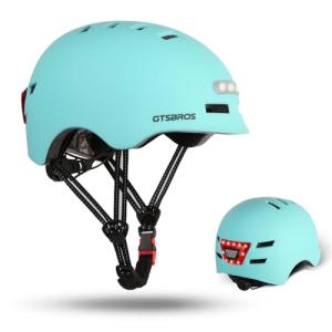 GTSBROS Adult Bike Helmet with Light - Front and Rear LED Lights Adjustable Bicycle Helmet for Adults Men Women Ebike Helmet for Commuting, Road Biking, Skating, Scooter