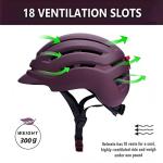DAYGOCAGA Adult Bike Helmet for Men Women, Mountain Road Bicycle Helmet with USB Rechargeable Taillight, Matte Purple