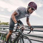 DAYGOCAGA Adult Bike Helmet for Men Women, Mountain Road Bicycle Helmet with USB Rechargeable Taillight, Matte Purple