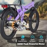 GELEISEN Folding Electric Bike for Adults, 20"×3.0 Fat Tire Electric Bicycle, 374.4Wh Battery Ebike, 20MPH Electric Cargo Bike with LCD Color Display & 6 Speed Gears (Fits for 5'0"+) (Purple)
