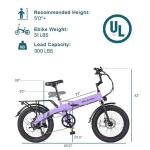 GELEISEN Folding Electric Bike for Adults, 20"×3.0 Fat Tire Electric Bicycle, 374.4Wh Battery Ebike, 20MPH Electric Cargo Bike with LCD Color Display & 6 Speed Gears (Fits for 5'0"+) (Purple)