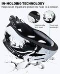 Bike Helmet with USB Rechargeable LED Light Detachable Goggles and Sun Visor, Mountain & Road Bicycle Helmets for Men Women Adult Cycling Helmets (Black+White)