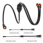 1T2 Y-Splitter Extension Wire with Julet Type 3pin Connector for Bike Headlight/Gear Sensor/Brake Split Cable in eBike Conversion Kits (3pin, 24" in Length, 2 Male to 1 Femal)