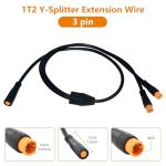 1T2 Y-Splitter Extension Wire with Julet Type 3pin Connector for Bike Headlight/Gear Sensor/Brake Split Cable in eBike Conversion Kits (3pin, 24" in Length, 2 Male to 1 Femal)