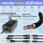 Xietongpo 54.6V 3A Charger for 48V 13S Lithium Li-ion Battery Pack, 48 Volt Universal Battery Charger with 3 pin XLR Connector, 5.5 * 2.5mm, 5.5 * 2.1mm Male Plug, 8mm 3 Prong Female Plug