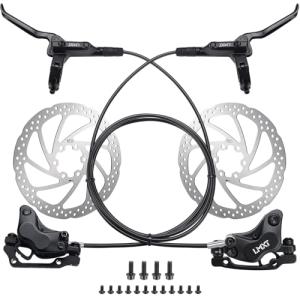TOBWOLF Upgrade Four-Piston MTB Disc Brake Set, Hydraulic Brakes Kit with 160mm Rotors & Ceramic Brake Pads, Left Front 85cm & Right Rear 145cm Disc Brake Conversion Kit for Mountain Bike E-Bike