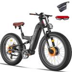 FREESKY Upgraded Dual 2000W Motor Electric Mountain Bike for Adults 38+MPH, 1440 wh Battery, 26" Fat Tire Full Suspension Hydraulic Disc Brake Ebike, Beach Off-Road Mountain E-Bike Black