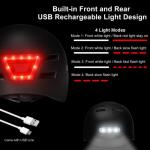 GTSBROS Adult Bike Helmet with Light - Front and Rear LED Lights Adjustable Mountain & Road Bicycle Helmets for Adults Men Women Cycling Helmets for Commuting, Biking