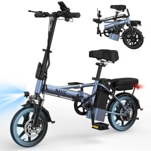 NAVIC Electric Bike for Adults, 750W Peak Folding Ebike, 14'' Adults Electric Bicycles with 499.2/749Wh Removable Battery, 22Mph Max Speed, 40Miles Range, Multi-Shock Absorption, Commuting Mini EBikes