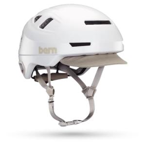 Bern Hudson Commuter Bike Helmet with MIPS, Rated for E-Bike, Integrated LED Rear Light and U-Lock Compatibility, MIPS Satin White, Small