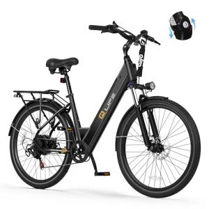 Qlife Cityone 2.0 Electric Bike for Adults,Up to 65Miles,28MPH,1200W Peak Motor 26" Ebike,499WH UL2849 Certified Battery Electric Commuter Bicycle with Front Suspension & 7-Speed Ebikes,B