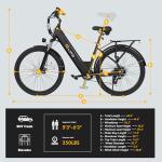 Qlife Cityone 2.0 Electric Bike for Adults,Up to 65Miles,28MPH,1200W Peak Motor 26" Ebike,499WH UL2849 Certified Battery Electric Commuter Bicycle with Front Suspension & 7-Speed Ebikes,B