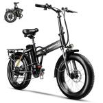 1000W Folding Electric Bike, 48V 20.8AH Large Removable Battery E-Bike, 30+MPH, 80 Miles Max Range, 20" Fat Tire Electric Bike for Adults, Adult Electric Bicycles Commute E-Bikes For Women/Men