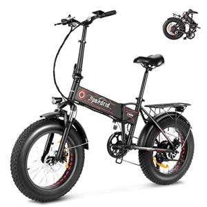 ANCHEER Folding Electric Bike for Adults, Electric Bicycle with 500W Brushless Motor(Peak 800W), 48V/499Wh Hidden Battery, Up to 55 Miles, 20"*4.0 Fat Tire Ebike, 7 Speed Gear