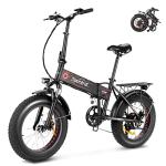 ANCHEER Folding Electric Bike for Adults, Electric Bicycle with 500W Brushless Motor(Peak 800W), 48V/499Wh Hidden Battery, Up to 55 Miles, 20"*4.0 Fat Tire Ebike, 7 Speed Gear