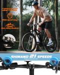 Qlife Racer Electric Bike for Adults - 21-Speed Mountain Ebike with Peak 1200W 28MPH Brushless Motor, 48V10.4Ah Removable Battery, 27.5X2.1 Tire Step Over E-MTB, Up to 50 Miles, E Bikes Black