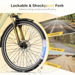 Heybike Cityscape Electric Bike 350W(Peak 500W) Electric City Cruiser Bicycle Up to 40 Miles 23MPH Removable Battery, 7-Speed and Dual Shock Absorber, 26" Electric Commuter Bike for Adults