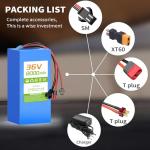 36V Lithium Battery Pack 8Ah/10Ah, Built-in 25A BMS, XT60 SM Connector, w/ 2A Charger, Compatible with Jetson Bolt pro and 36V DC 100W-600W Power Systems DIY Projects (36V 8Ah)