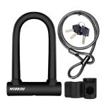 Bike U Lock with 5ft Security Cable 17mm Shackle, Bike Lock with 3 Keys and Mounting Bracket, Bicycle U-Locks Perfect for Road, Mountain, and Electric Bikes,Bicycle Lock
