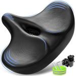 CDYWD Oversized Bike Seat for Men & Women Comfort, Extra Wide Bicycle Seat Cushion, Comfortable Wing Padded, Large Replacement Saddle for Peloton, Stationary Exercise Bike, Ebike, Cruiser, City Bike