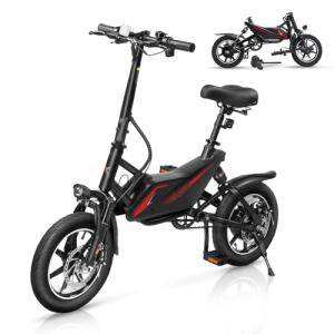 PEXMOR Electric Bike for Adults, 350W Motor (Peak 500W) Folding Ebike | Full Suspension | 36V 6AH Battery, 14" Foldable Commuter City Electric Bicycle for Adults/Teens, Complies to UL2849
