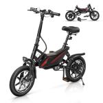 PEXMOR Electric Bike for Adults, 350W Motor (Peak 500W) Folding Ebike | Full Suspension | 36V 6AH Battery, 14" Foldable Commuter City Electric Bicycle for Adults/Teens, Complies to UL2849