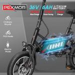 PEXMOR Electric Bike for Adults, 350W Motor (Peak 500W) Folding Ebike | Full Suspension | 36V 6AH Battery, 14" Foldable Commuter City Electric Bicycle for Adults/Teens, Complies to UL2849