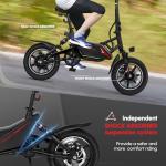 PEXMOR Electric Bike for Adults, 350W Motor (Peak 500W) Folding Ebike | Full Suspension | 36V 6AH Battery, 14" Foldable Commuter City Electric Bicycle for Adults/Teens, Complies to UL2849