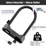 NDakter Bike Locks Heavy Duty Anti Theft，18mm Bicycle Combo U Lock with 5FT Cable, 4-Digit Resettable Combination Electric Scooter Lock with 2Keys and Bracket for Tricycle, Moped, Motorcycle(Gray)
