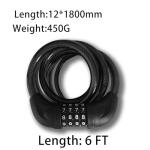 Bike Cable Lock 6FT Long, 4 Digit Resettable Combination Lock, Heavy Duty Steel Cable with Waterproof Vinyl Coating Anti Theft Security Lock for Road Bike E-Bike Scooter Fence Gate Toolbox