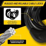 Bike Cable Lock 6FT Long, 4 Digit Resettable Combination Lock, Heavy Duty Steel Cable with Waterproof Vinyl Coating Anti Theft Security Lock for Road Bike E-Bike Scooter Fence Gate Toolbox