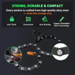 Lambolt Electric Scooter Lock - Heavy Duty Anti-Theft Folding Combination Bike Lock for Ebike | Compact Alloy Steel Security Chain Lock with Mounting Bracket