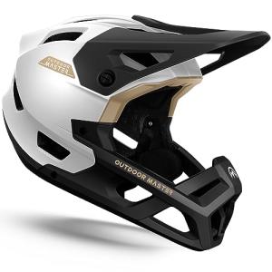 OutdoorMaster Full Face Mountain Bike Helmet for Men & Women-Two Removable Chin Pad Mountain Bike Helmet Grizzly, Ventilation Lightweight Racing Downhill DH BMX MTB Helmet (Pearl White, Large)