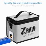 Zeee Fireproof Explosionproof Large Capacity Battery Storage Guard Pouch for Lipo Charge & Storage (8.46 x 6.5 x 5.71 in)