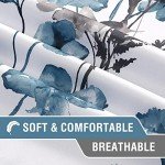 H.VERSAILTEX 100% Blackout Curtains 63 inch Length 2 Panels Set Cattleya Floral Printed Drapes Leah Floral Thermal Curtains for Bedroom with Black Liner Sound Proof Curtains, Grey and Blue