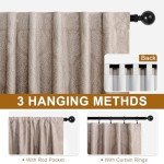 DWCN Brown Blackout Curtains 84 inches Length - Ombre Damask Patterned Back Tab/Rod Pocket Window Drapes with Tiebacks Thermal Insulted Curtains for Bedroom/Living Room, 2 Panels, W52 x L84