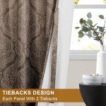 DWCN Brown Blackout Curtains 84 inches Length - Ombre Damask Patterned Back Tab/Rod Pocket Window Drapes with Tiebacks Thermal Insulted Curtains for Bedroom/Living Room, 2 Panels, W52 x L84