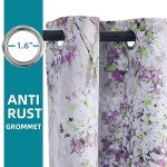 MYSKY HOME Purple Curtains 84 Inches Long 2 Panels Thermal Insulated Curtains Half-Blackout Flowers and Leaves Curtains Panels for Bedroom Living Room Printed Curtains with Grommet
