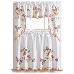 GOHD - 3pcs Kitchen Curtain/Cafe Curtain Set, Air-Brushed by Hand of Flying Butterfly Design (Swag & 36" Tiers Set)