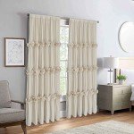 Homechoice Decor Thermal Insulated Blackout Window Curtains, 54" W x 84" L (Pair), Boho Ruched Window Treatments with 3 Rows of Butterfly Flowers, Rustic Rod Pocket Drapes for Room, Camel (LQ-30)