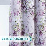MYSKY HOME Purple Curtains 84 Inches Long 2 Panels Thermal Insulated Curtains Half-Blackout Flowers and Leaves Curtains Panels for Bedroom Living Room Printed Curtains with Grommet